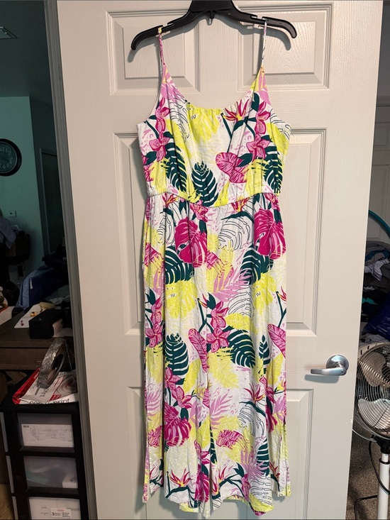 Nicole Miller New York Pants - Bright Tropical Floral Jumpsuit- Pink, Yellow, Green. (SOLD)